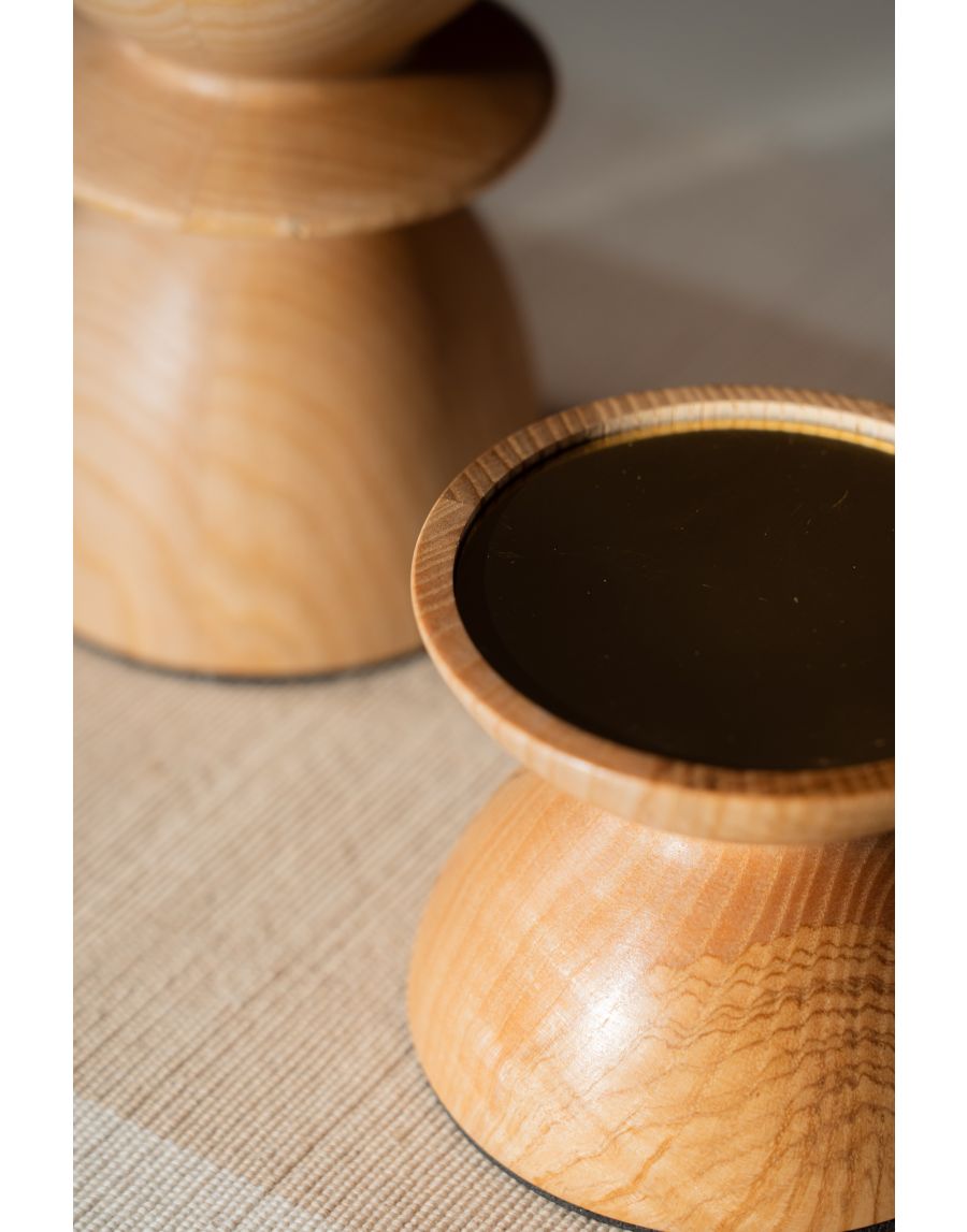 Sg Home Wooden Pillar Candle Holder Pair (Set Of 02)