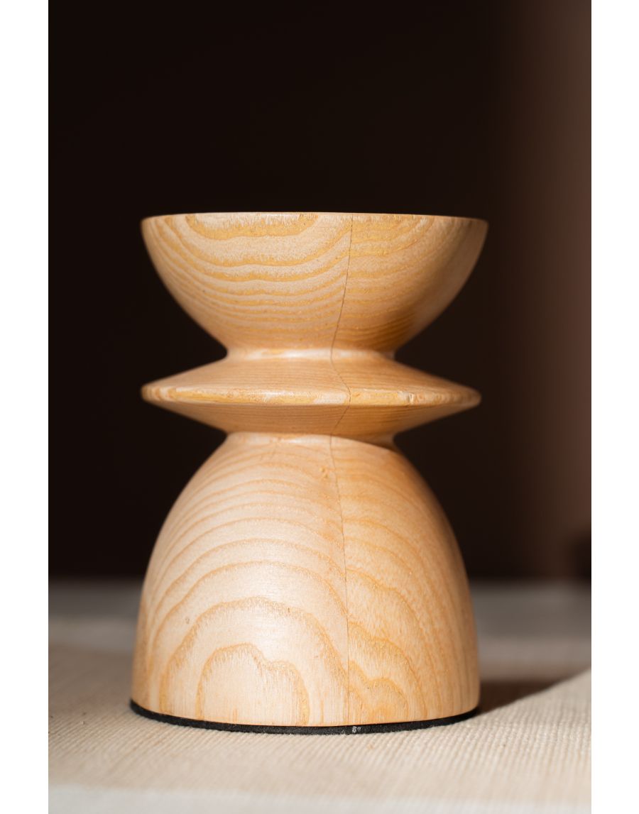 Sg Home Wooden Pillar Candle Holder Pair (Set Of 02)