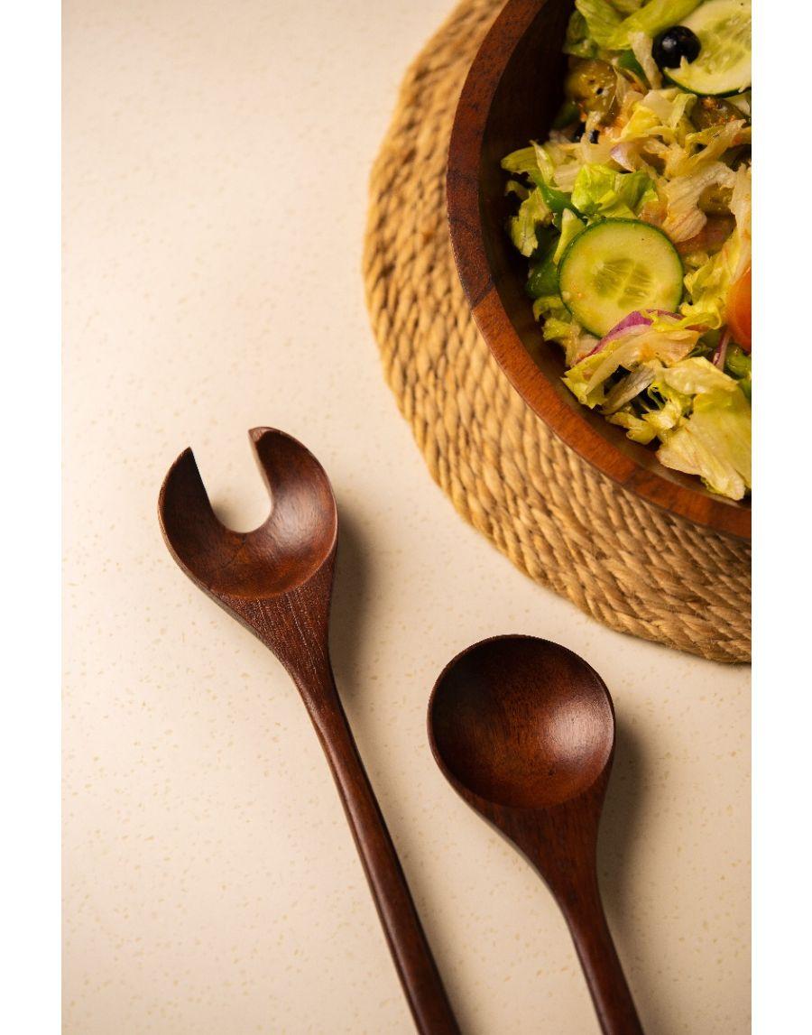 Sg Home Wooden Spoon & Fork (Set Of 02)