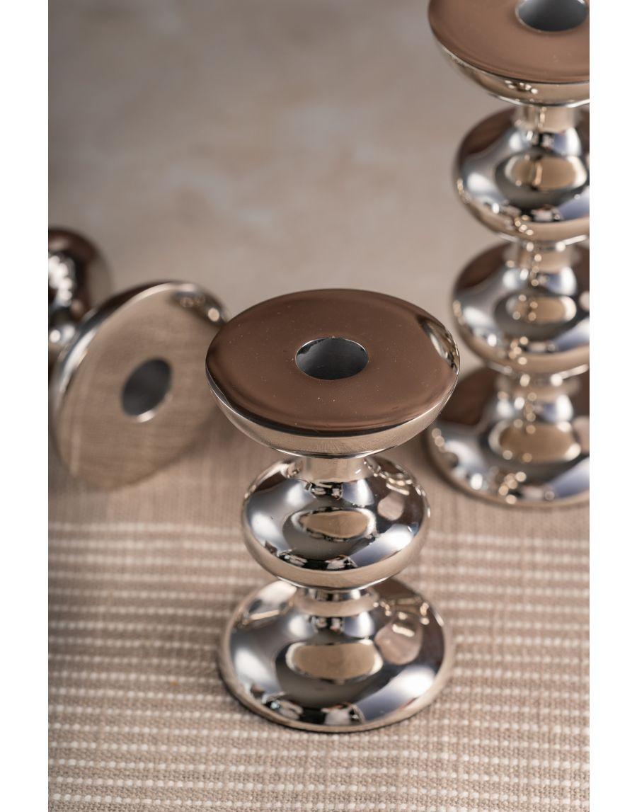 Sg Home Tiered Elegance Silver Candle Holders (Set Of 03)