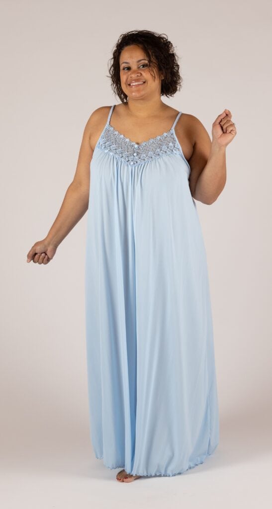 shadowline Shadowline® Beloved Braided Strap Lace Babydoll Long Nightgown