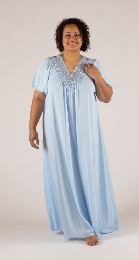 shadowline Shadowline® Beloved Flutter Sleeve Lace Babydoll Long Nightgown