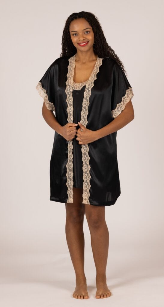 shadowline Shadowline® Charming Lace Trim Satin Robe