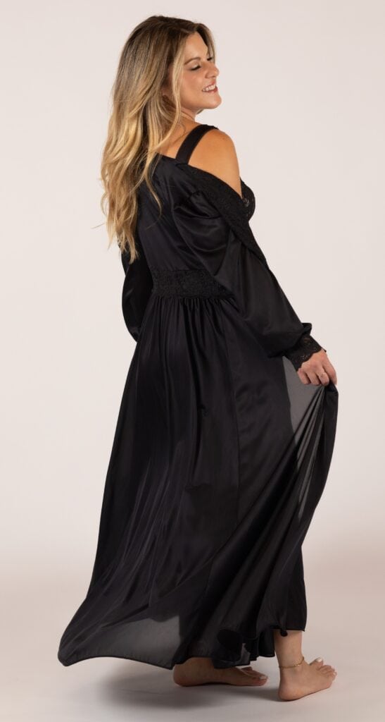 Shadowline Shadowline® Lace Bodice Long Nightgown & Button Down Robe Peignoir Set