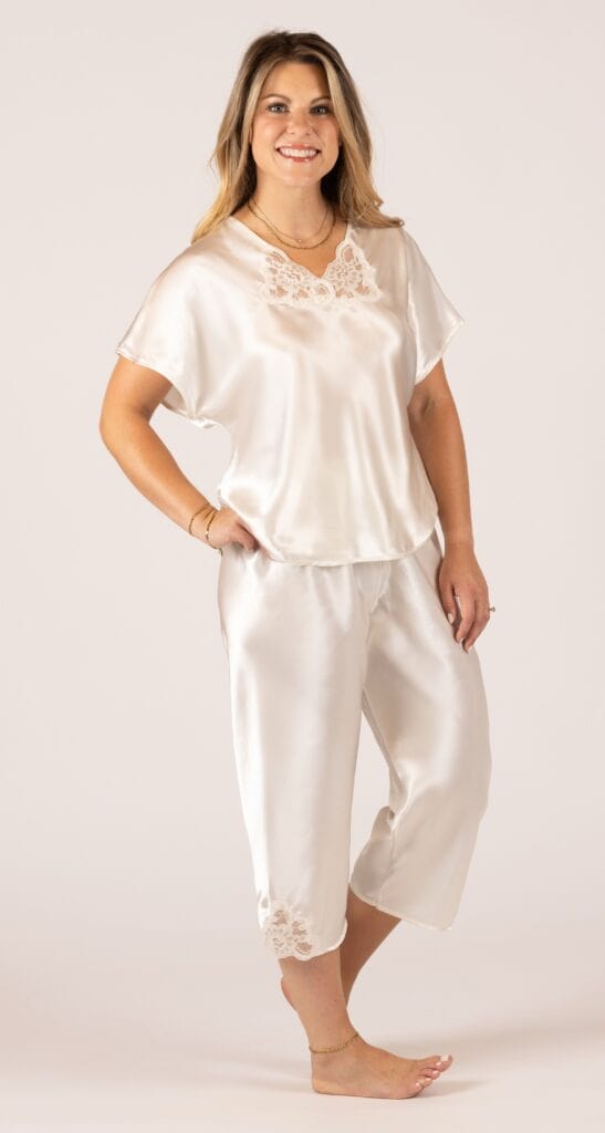 Shadowline Shadowline® Rochelle Satin Short Sleeve Pajama Top