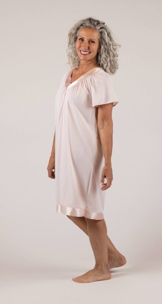 Shadowline Shadowline® Satin Touch Satin & Nylon Flutter Sleeve Short Nightgown