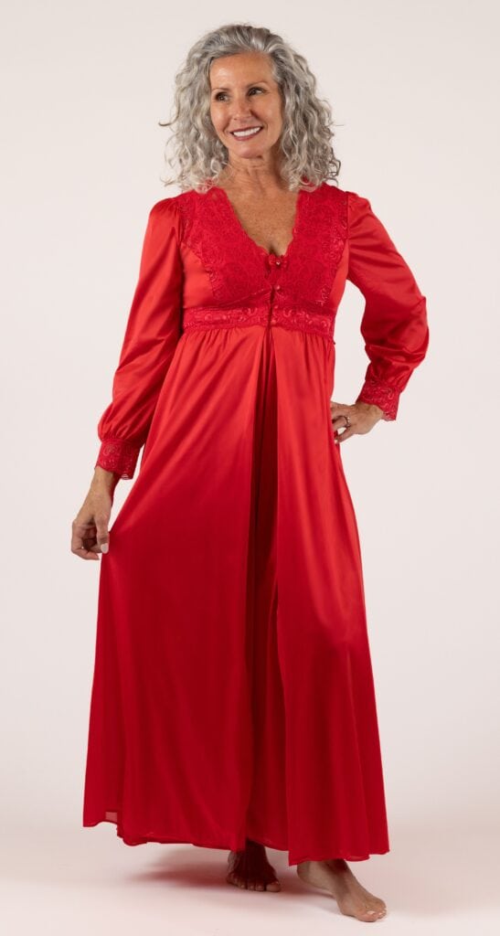 shadowline Shadowline® Silhouette Lace Bodice Button Down Long Robe