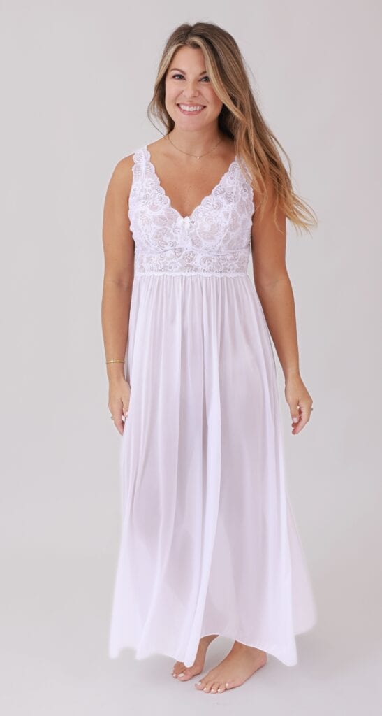shadowline Shadowline® Silhouette Lace Bodice Long Nightgown with Added Support