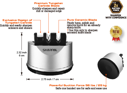 Sharpal Knife & Scissors Sharpener With Suction Cup