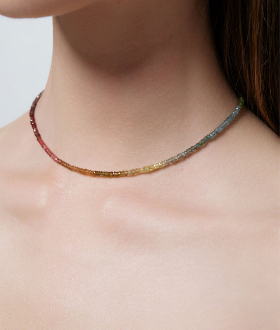 Shashi Aisha Gemstone Necklace Muted Rainbow