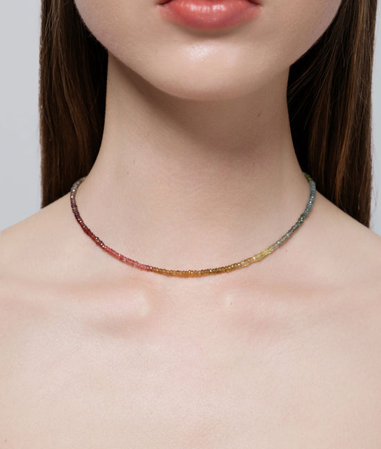 Shashi Aisha Gemstone Necklace Muted Rainbow