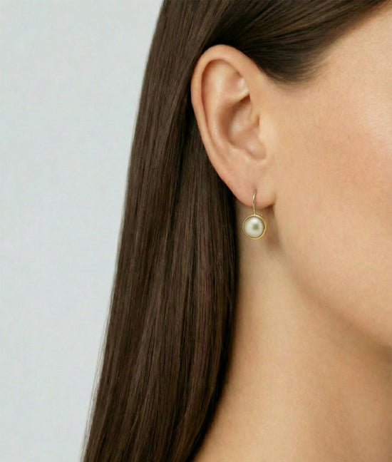 Shashi Bezel Pearl French Hook Earring
