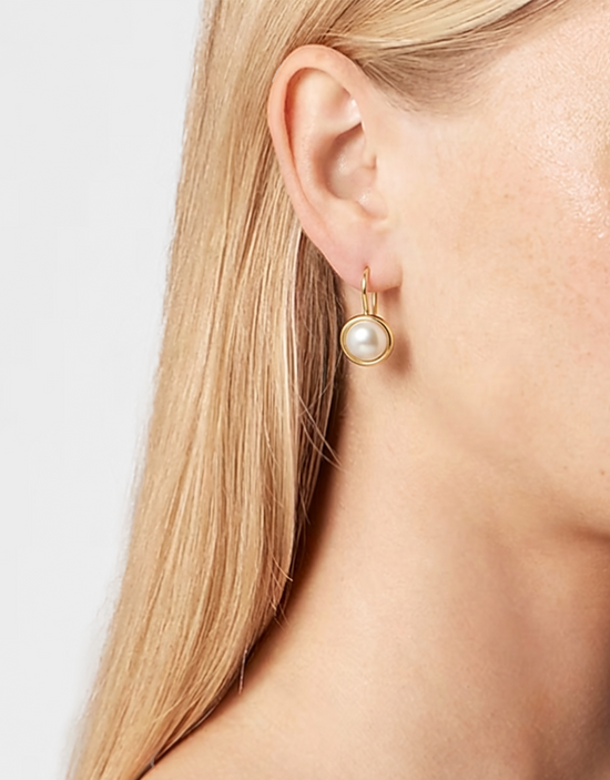 Shashi Bezel Pearl French Hook Earring