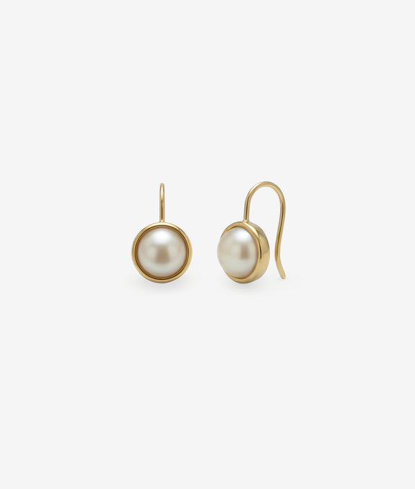 shashi Bezel Pearl French Hook Earring