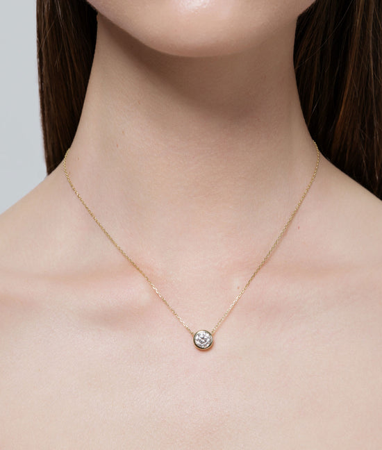 Shashi Bezel Solitaire Moissanite Necklace