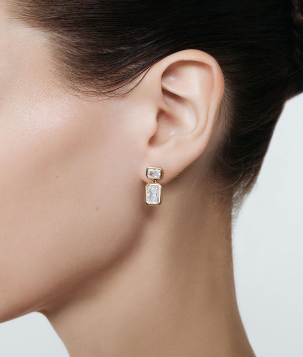 shashi Emerald Baguette Drop Earring