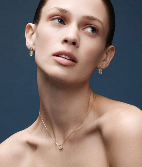 Shashi Emerald Baguette Necklace