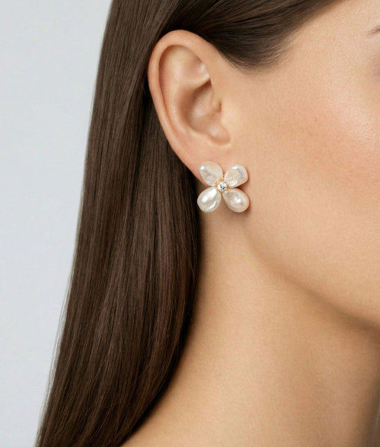 Shashi Flower Pearl Earrings