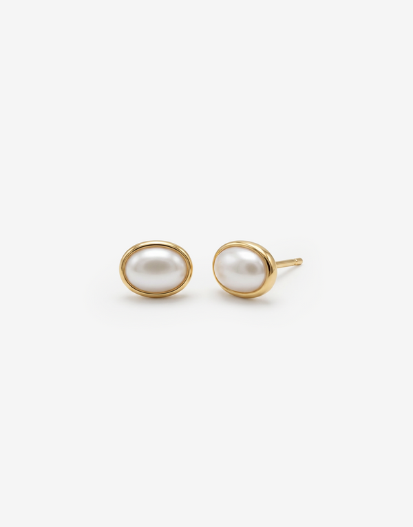 shashi Oval Pearl Bezel Stud