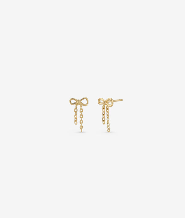 shashi Teeny Tiny Bow Chain Drop Stud