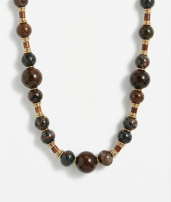 shashi Wood and Gemstone Necklace