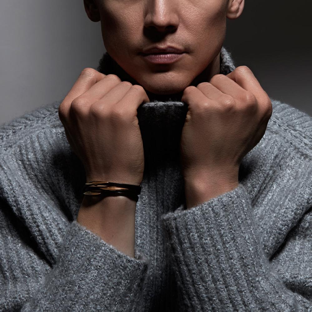 Shaun Leane Arc Multi Wrap Bracelet - Leather & Yellow Gold Vermeil