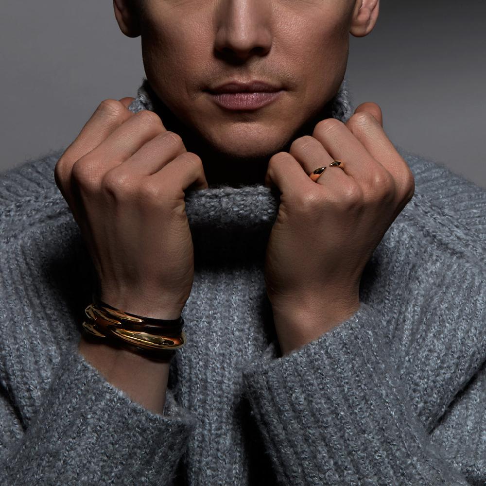 Shaun Leane Arc Multi Wrap Bracelet - Leather & Yellow Gold Vermeil