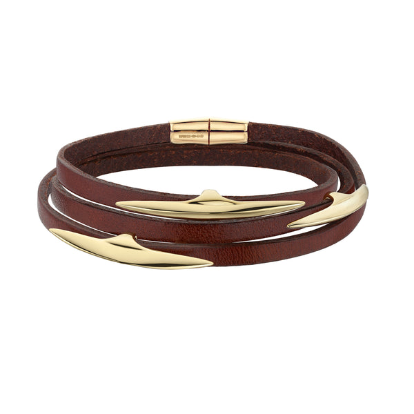 shaun leane Arc Multi Wrap Bracelet - Leather & Yellow Gold Vermeil