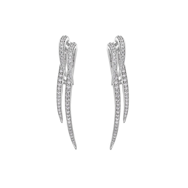 shaun leane Armis Double Hook Earrings - 18ct White Gold & Diamond Pavé