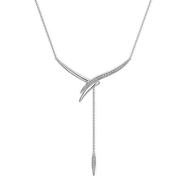 shaun leane Armis Drop Necklace - 18ct White Gold & Diamond Pavé