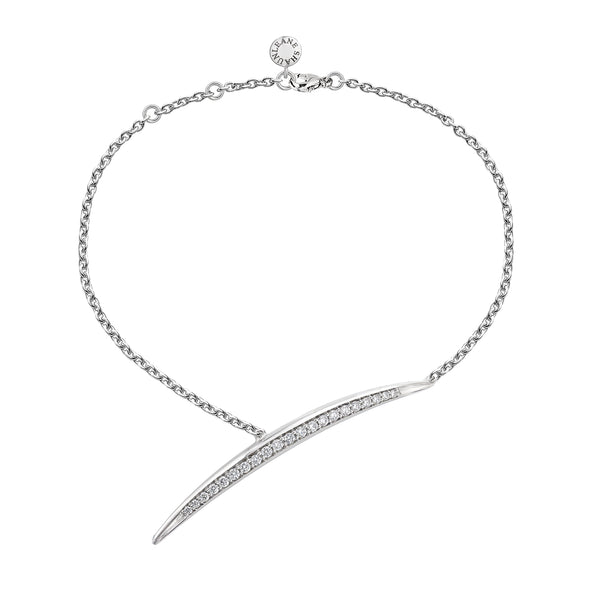 shaun leane Armis Single Bar Bracelet - 18ct White Gold & Diamond Pavé