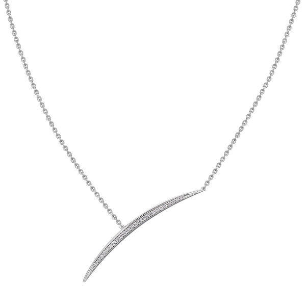 shaun leane Armis Single Bar Necklace - 18ct White Gold & Diamond Pavé