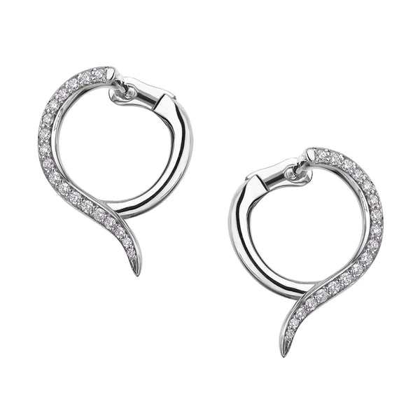 shaun leane Armis Small Hoop Earrings - 18ct White Gold & Diamond Pavé