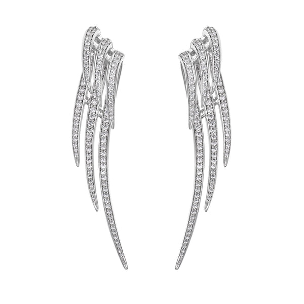 shaun leane Armis Triple Hook Drop Earrings - 18ct White Gold & Diamond Pavé
