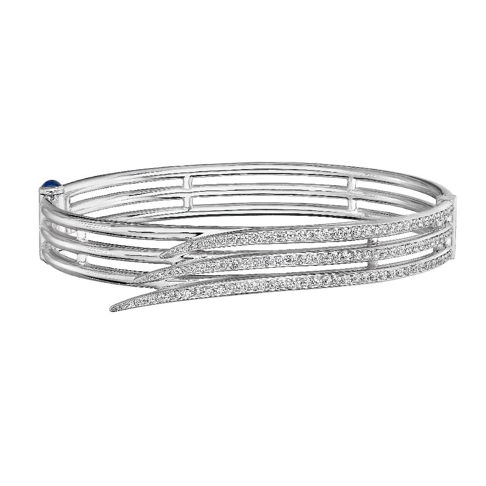 Shaun Leane Armis Triple Row Bangle - 18ct White Gold & Diamond Pavé