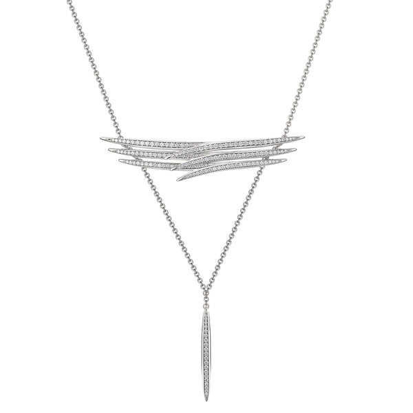 shaun leane Armis Triple Row Necklace - 18ct White Gold & Diamond Pavé