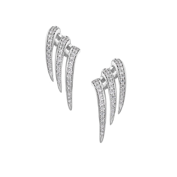 shaun leane Armis Triple Stud Earrings - 18ct White Gold & Diamond Pavé