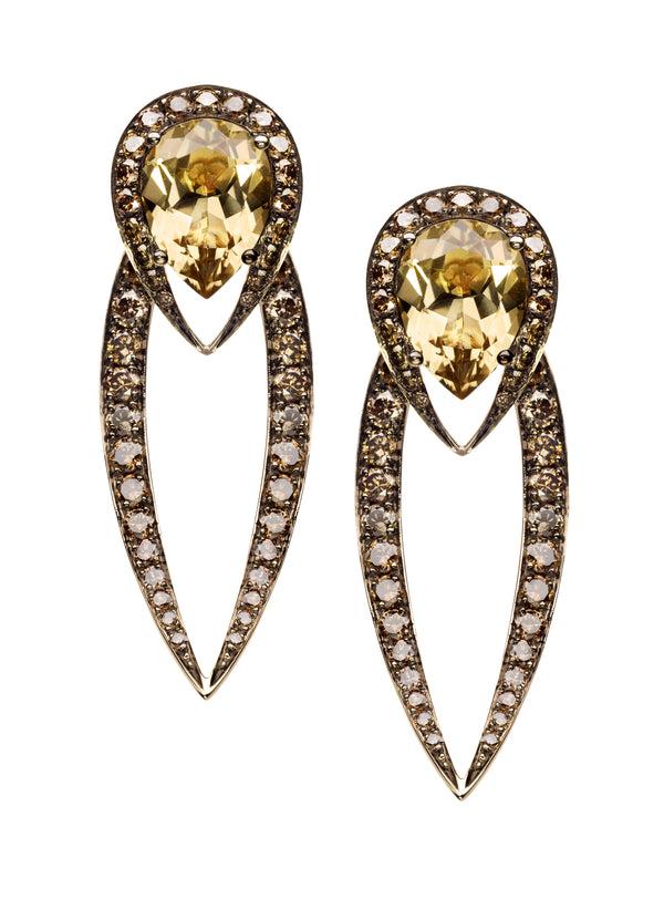 shaun leane Aurora Earrings - 18ct Yellow Gold 4.27ct Champagne Quartz