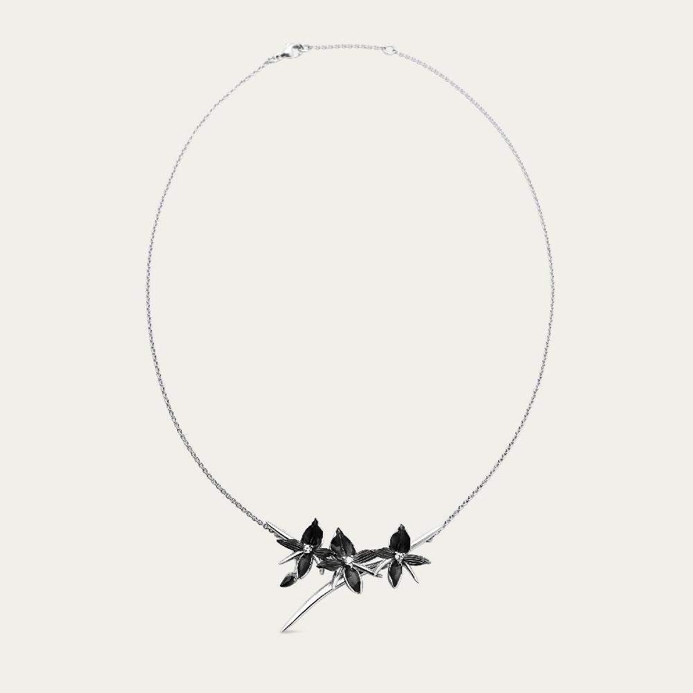 Shaun Leane Black Orchid Branch Necklace - Silver & Diamond