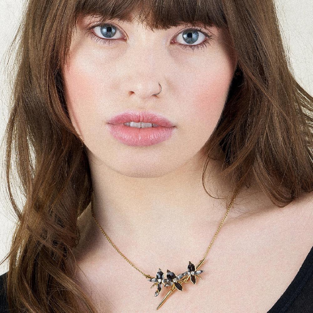 Shaun Leane Black Orchid Branch Necklace - Yellow Gold Vermeil & Diamond