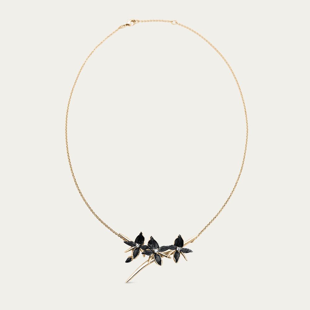 Shaun Leane Black Orchid Branch Necklace - Yellow Gold Vermeil & Diamond