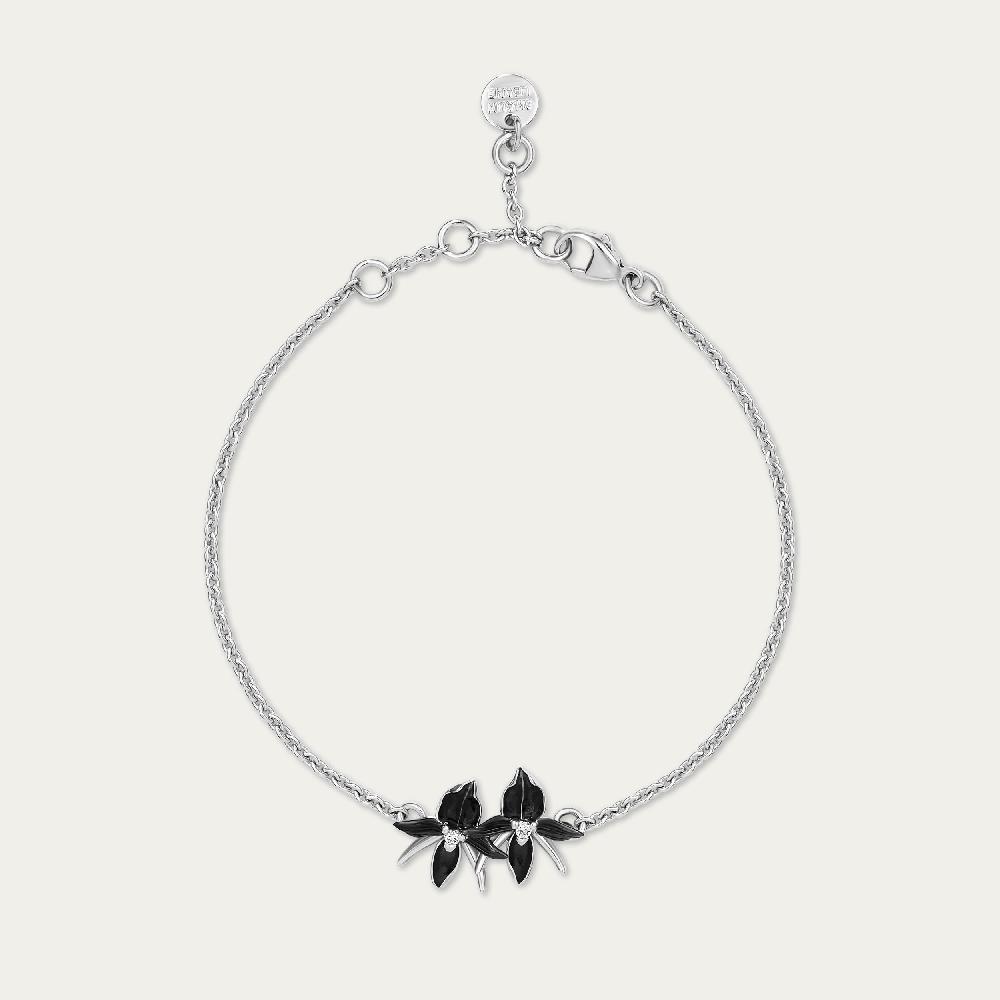Shaun Leane Black Orchid Flower Bracelet - Silver & Diamond