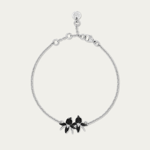 shaun leane Black Orchid Flower Bracelet - Silver & Diamond