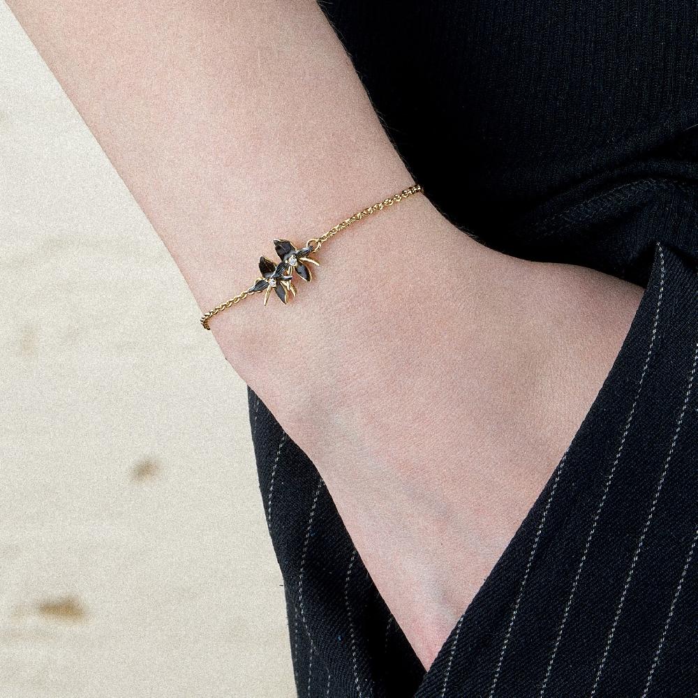 Shaun Leane Black Orchid Flower Bracelet - Yellow Gold Vermeil & Diamond