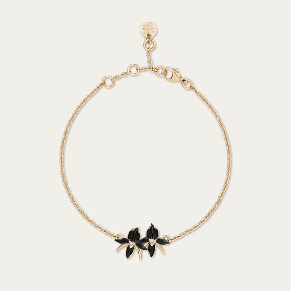 shaun leane Black Orchid Flower Bracelet - Yellow Gold Vermeil & Diamond