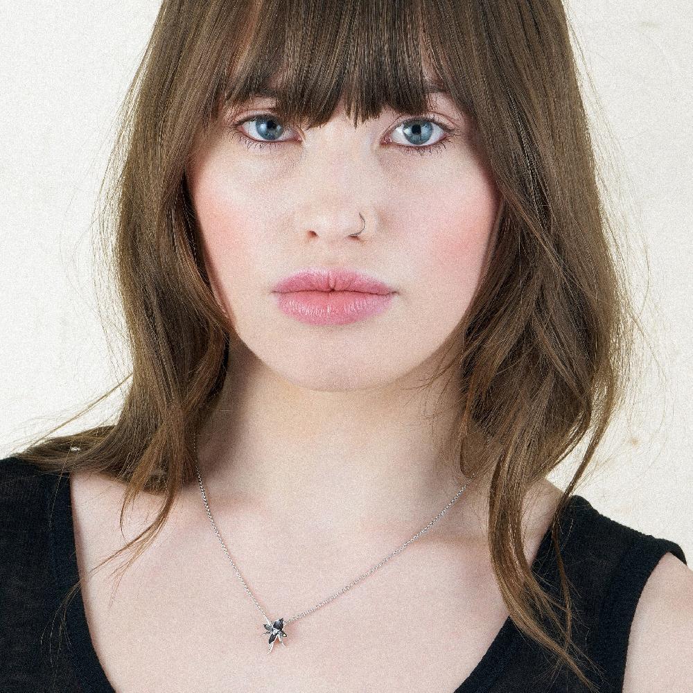 Shaun Leane Black Orchid Flower Necklace - Silver & Diamond