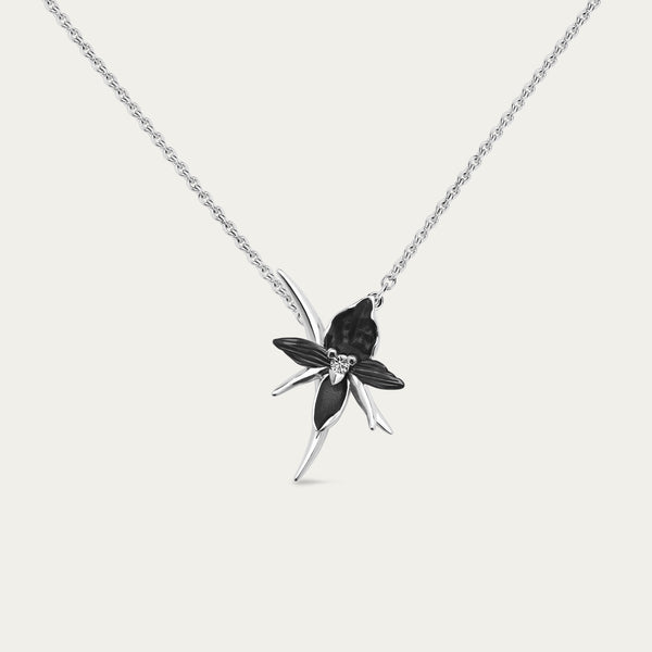 shaun leane Black Orchid Flower Necklace - Silver & Diamond
