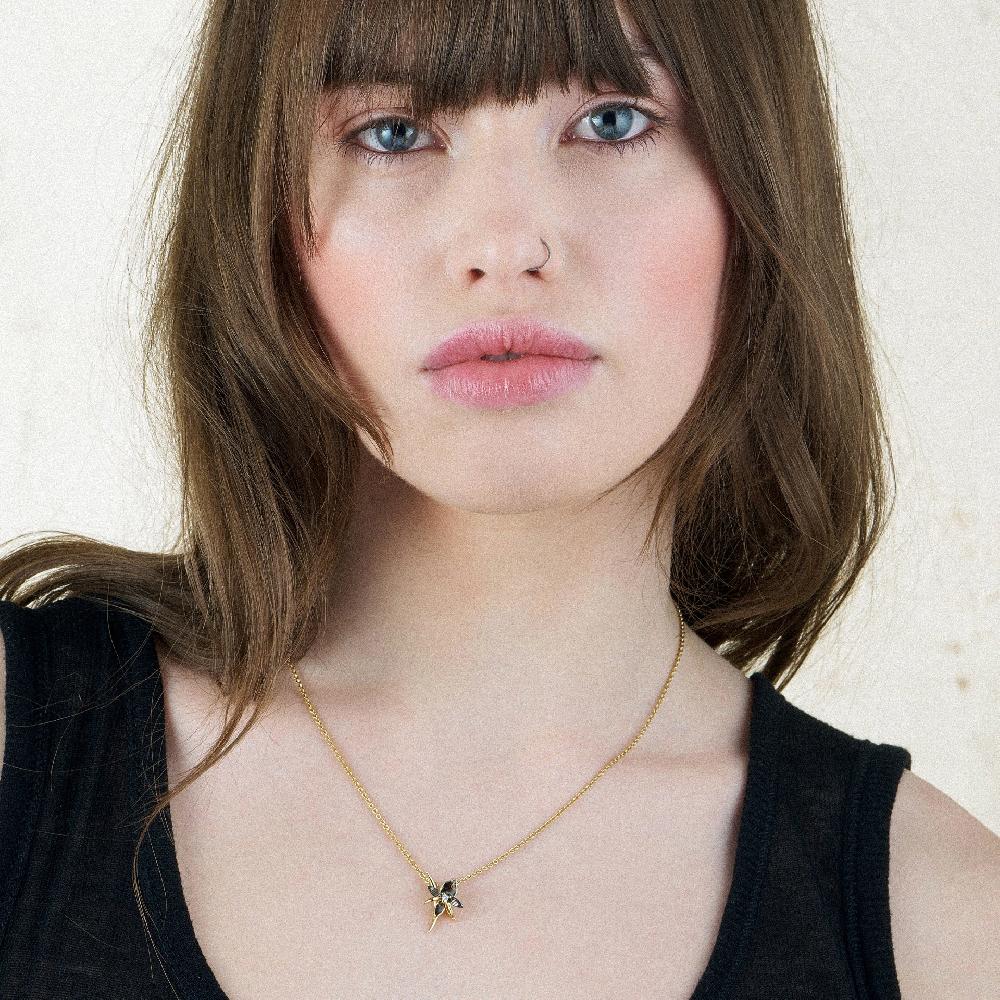 Shaun Leane Black Orchid Flower Necklace - Yellow Gold Vermeil & Diamond