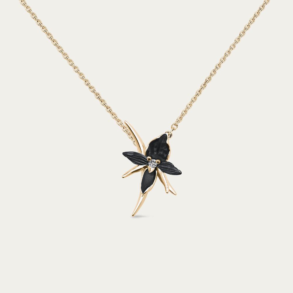 Shaun Leane Black Orchid Flower Necklace - Yellow Gold Vermeil & Diamond