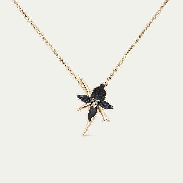 shaun leane Black Orchid Flower Necklace - Yellow Gold Vermeil & Diamond